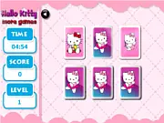 Screenshot of the Hello Kitty Memory Duos online game, showing a grid of cards and a countdown timer for finding matching pairs.