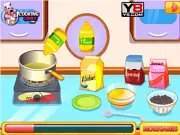 Screenshot of the Delightful Granola Bars cooking game showing a virtual kitchen counter with bowls of ingredients like oats, nuts, and honey for making granola bars.