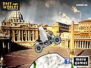 Pope Bike Rider game screenshot, Pope character riding a bicycle over obstacles, free online physics bike game