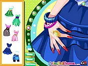 Screenshot of Spring Manicure game showing hands with colorful, bright nail polish, flowers, and accessories for a beautiful spring manicure.
