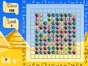 Screenshot of Twin Blob Egypt puzzle game, showing a grid of colorful Egyptian-themed blob tiles waiting to be matched with the 'two-turn' connection rule