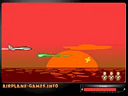 Airplane Defender online game screenshot showing a fighter jet shooting at enemy planes while dodging incoming bullets