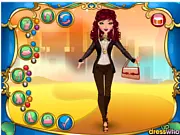 Screenshot of the Leather Jackets Dress Up game, showing a model wearing a chic black leather jacket, skirt, and boots, play free fashion game