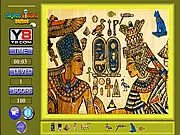 Mummy Hidden Objects free online game screenshot showing an ancient Egyptian tomb interior with various artifacts and items hidden