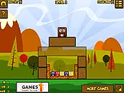 Beaver Blocks free online puzzle game screenshot, cute beaver on wooden blocks, physics-based game PlayArcadeHub