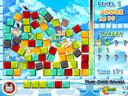 Pengublox free online physics puzzle game featuring penguins on PlayArcadeHub