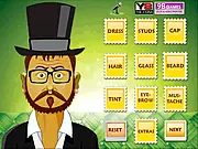 Screenshot of the Funny Men Faces Decor game showing a man with bright, humorous, and exaggerated makeup and facial decorations applied
