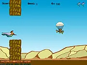 Bullet Hummingbird game screenshot showing a bird flying between storm clouds, collecting gold and silver clouds and flowers