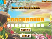 Easter Word Scramble free online puzzle game screenshot with jumbled letters