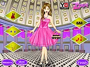 Dance Party Dress Up game screenshot showing a girl with perfect makeup wearing a stunning party dress and ready to go out to the dance party.