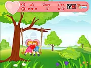 Kissing Kids game screenshot showing a boy and girl kissing quickly while their friends look away, trying to keep their secret safe.