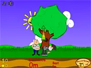 Kick-A-Mime 2 free online game screenshot, man kicking a mime character flying high in the air with distance upgrades