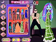 Monster High Gangnam Style Dress Up free online game featuring a Monster High character in fashionable outfit