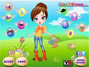 Easter Egg Hunt Dress-Up free online game featuring a girl choosing a beautiful Easter dress and accessories