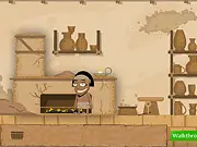 The Last Prince Of Egypt free online adventure game on PlayArcadeHub - Akil the potter looking at a strange symbol on a clay pitcher