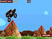 Screenshot of the free online game Dirt Master showing a monster truck rider attempting a daring jump over a dirt mound