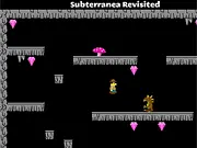 Subterranea game screenshot showing an explorer navigating a dark cave full of gems and avoiding a shadowy guardian, available to play online