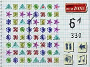 Note Match game screenshot showing a grid board filled with colorful musical note figures being connected by a continuous line to be reduced
