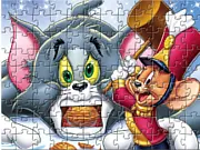Cartoon Heroes Jigsaw Puzzle game interface with scattered colorful pieces of a cartoon superhero image