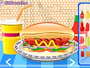 Hot Dog Decor game screenshot, player designing a hot dog with multiple toppings and choosing a drink, play free online food decoration game