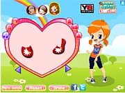 Three cheerful cartoon girls—Lily, Yoanna, and Tracy—standing in a park setting, ready for a rope skipping session in their new, sporty outfits.