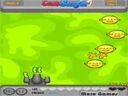 The free skill game Mutant Fruit Invasion showing colorful, powerful mutated fruits (like a strawberry and an apple) as targets