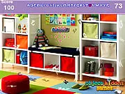 Modern Study Room Hidden Alphabets free online game screenshot showing a detailed study room with letters subtly hidden in the furniture