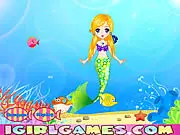 Play Pretty Little Mermaid Princess free dress up online, dress up beautiful mermaid princess Alice, elegant outfits and sea creatures