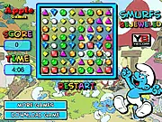 Smurfs Bejeweled free online Match 3 game, matching objects, puzzle game with a timer