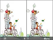 Fancy Difference puzzle game showing two side-by-side images with subtle visual differences. Play free spot the difference online game on PlayArcadeHub.