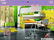 Ultra Modern Kids Bedroom Hidden Alphabets free online game screenshot showing a colorful bedroom with letters subtly integrated into the decor
