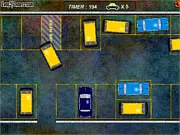 Yellow Bombay Taxi weaving through heavy city traffic in the Bombay Taxi Madness free online game