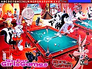 Lola Daffy Snooker Pool Hidden Letters game, play free online educational game, find English alphabets with Daffy and Lola