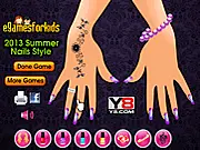 Summer Nails Style manicure game, play free online nail art game, design creative summer nails with polish and decals