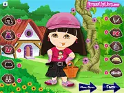 Dora Spring Dress Up game screenshot showing the character Dora in a colorful spring outfit