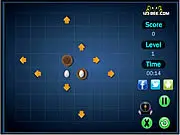 Free online logic puzzle game Chicken Hatcher where eggs are moved using arrows into a nest for hatching on PlayArcadeHub