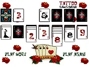 Tattoo Solitaire online card game with stylized, tattoo-themed card backs and designs.
