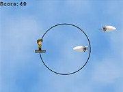 Bullet Speed game screenshot, character dodging multiple incoming projectiles and bullets at high speed