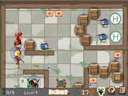 Gameplay screenshot of Iron Ladies free game, showing a tactical path line being drawn for a female shooter character in a top-down combat scenario