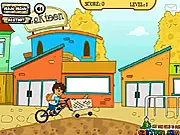 Diego on a trolley bike delivering groceries, a free online delivery simulation game from Diego Grocery Store on PlayArcadeHub