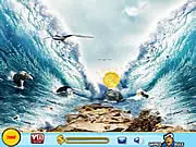 Sunken Treasure Hunt free online game screenshot, finding hidden objects and treasure on a detailed scene of a sinking ship, point and click game on PlayArcadeHub