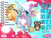 Play Anime Witch Dress Up free online game, showing the character Harper, a cute anime witch, with various magical outfit options.