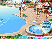 Screenshot of Funny Water Park Jumps free online game featuring a character doing a comical flip off a high platform