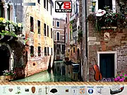 Play Venice Hidden Objects free online game, featuring a detailed picture of the Venice canals with hidden items to find.