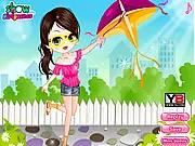 Joy of Flying a Kite free online spring-themed dress up game on PlayArcadeHub