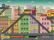 Parking Hooligan 2 game screenshot showing a car mid-air, having just smashed through several obstacles in a parking lot environment.