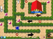 Sonic vs Dogs game screenshot, a blue hedgehog running away from dogs in a maze, collecting gems