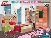 Eva Cute Bedroom Cleaning Online Game Screenshot - Help Clean and Organize on PlayArcadeHub