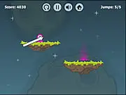 Screenshot of the Bring You Home game showing the cute pink alien character, Polo, on a stylized screen with level panels that can be rearranged.