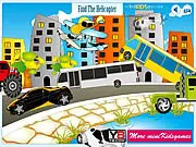 Find The White Helicopter free online game screenshot of a busy scene with many vehicles